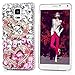Mavis's Diary Galaxy Note 4 Case 3D Handmade Lovely Double Golden Love Heart Luxury Bling Crystal Glitter Pink Rhinestone Shiny Diamonds Clear Cover Girly Hard PC Case for Samsung Galaxy Note 4 N910