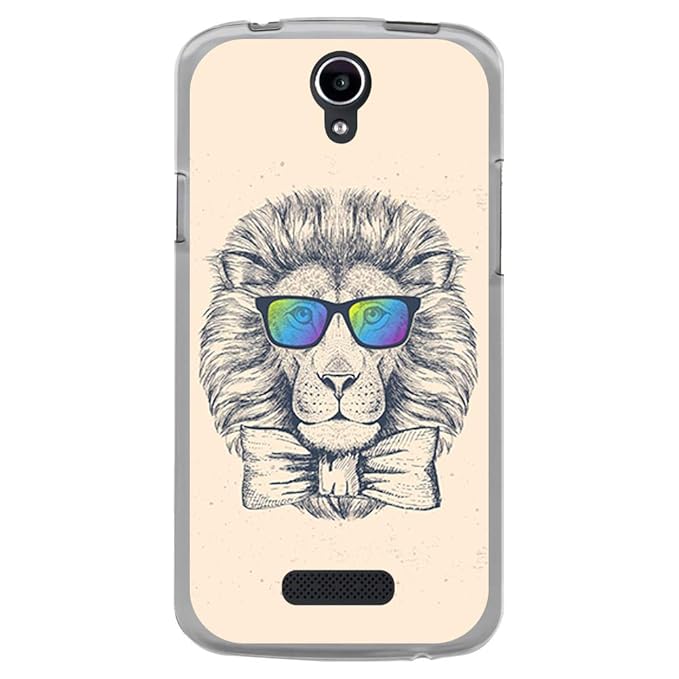 BJJ SHOP Transparent Hülle für [ Doogee X6 X6 Pro ], Klar Flexible Silikonhülle, Design: Hipster Löwe mit Brille