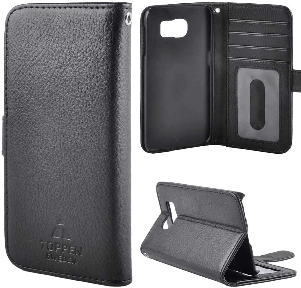 TOPPEN Left Handed Wallet Case Samsung Galaxy S6, Black