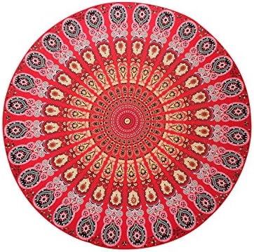 VNAS Indian Mandala Round Roundie Beach Throw Tapestry Hippie Boho Gypsy Cotton Tablecloth Beach Towel Round Yoga Mat
