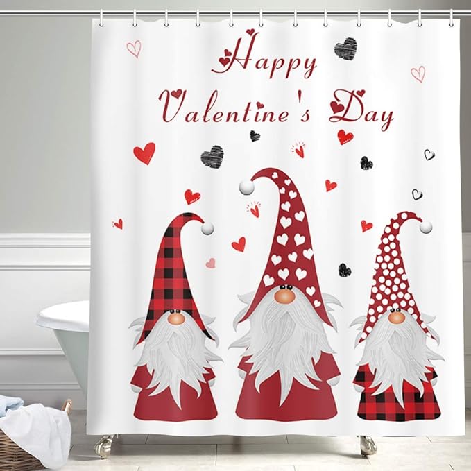 Happy Valentine's Day Shower Curtain, Heavy Duty Funny Cute