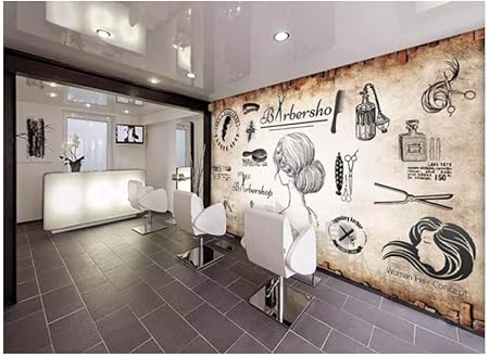 Vintage Barber Shop Mural Wallpaper Hair Salon Wall Wall