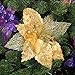 KI Store Large Christmas Poinsettia Flower Ornaments for Christmas Tree Decorations Pack of 6 Oversize Artificial Poinsettia Flower Picks Stems for Xmas Tree Wedding Centerpiece (Gold, 14-Inch)