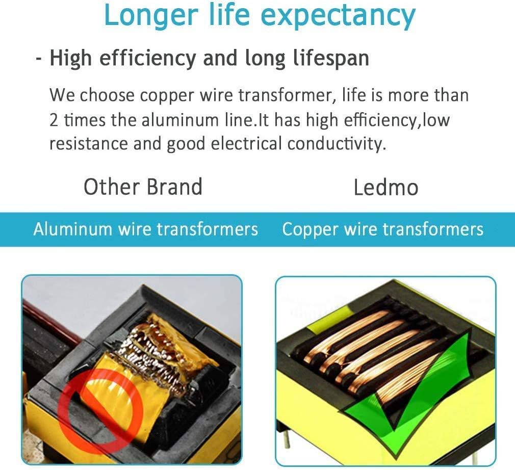 LEDMO Power Supply, Transformers, LED Adapter, 12V, 5A Max, 60 Watt Max, for LED Strip - - 
