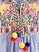 Floerns Women's Ruffle Striped Mexican Embroidered Babydoll Blouse Top A Blue L