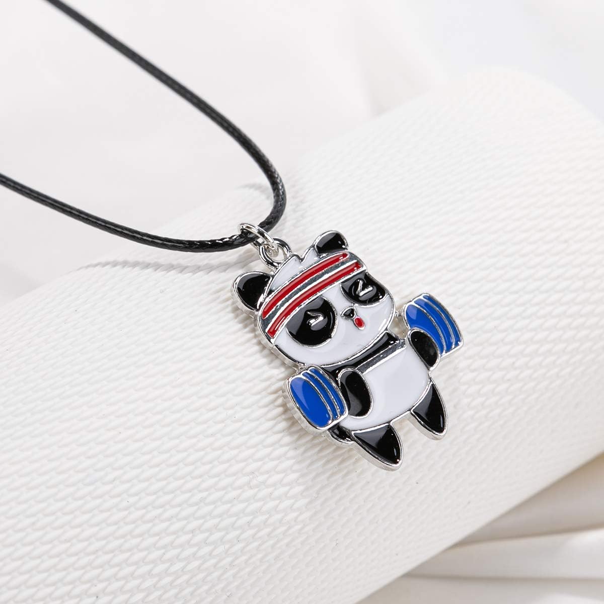 Winssigma Sports Panda Necklace with Black Cord Panda Jewelry Gift for Teen Girls and Boys: Clothing