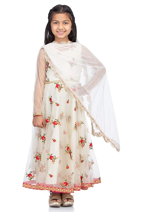 Girl's Synthetic Straight Salwar Suit Set