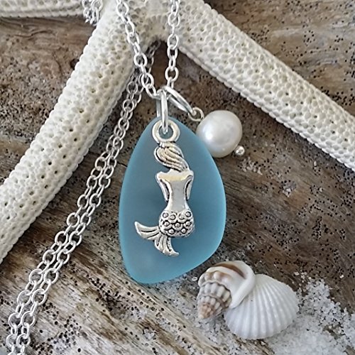 Handmade in hawaii, turquoise bay blue sea glass neckla…