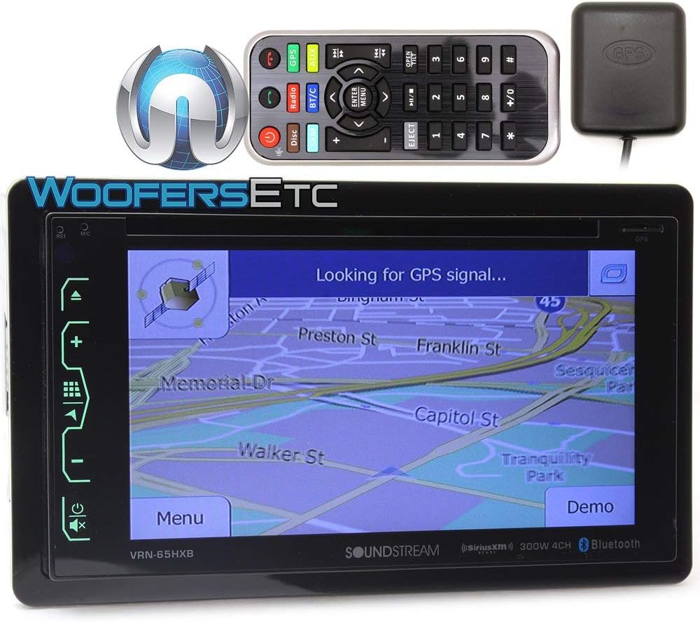 Soundstream VRN-65HXB In-Dash 2-DIN 6.2" Touchscreen LCD DVD Receiver with Bluetooth, GPS Navigation and SiriusXM Ready (Renewed)