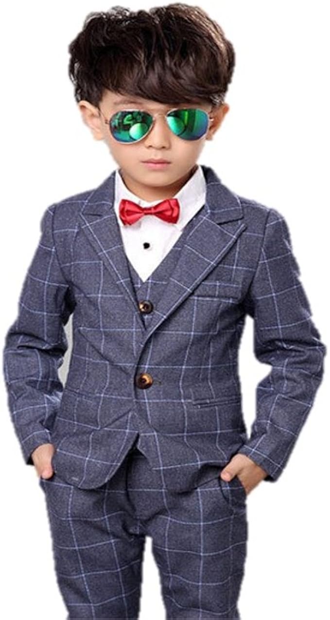 Amazon Lionex 男の子フォーマル キッズ 子供服 ボーイズ Tシャツ チェック柄 スーツ 上下ベストシャツ4点セット上下セットアップ ベビー服 110 1 130 140 150サイズ 1 グレー フォーマル 通販