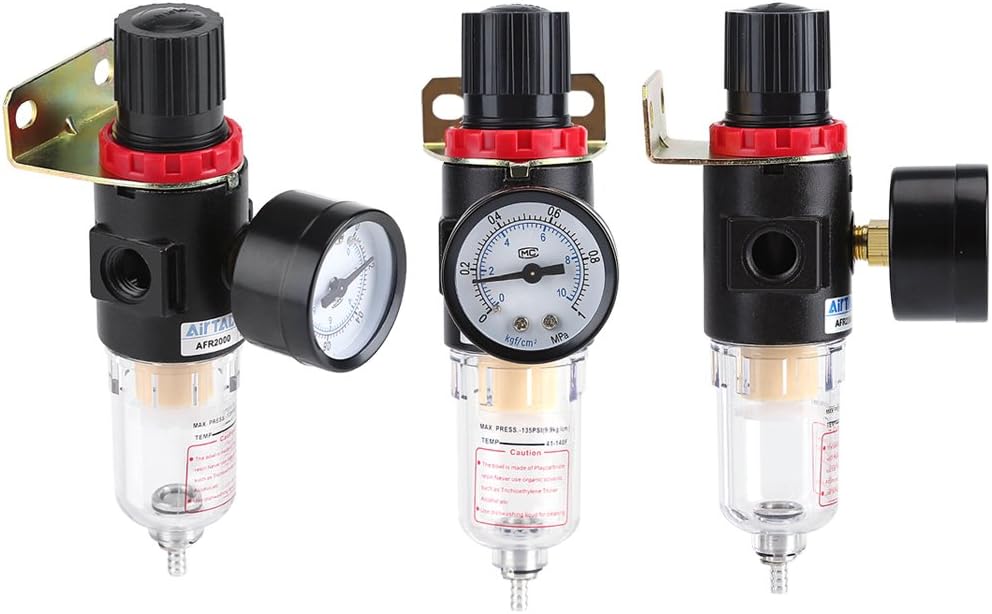 Zerodis 1/4" Air Filter Regulator with Gauge, Compressed Air Pressure Regulator Water Trap Moisture Separator for Air Compressor Tools - Image 3