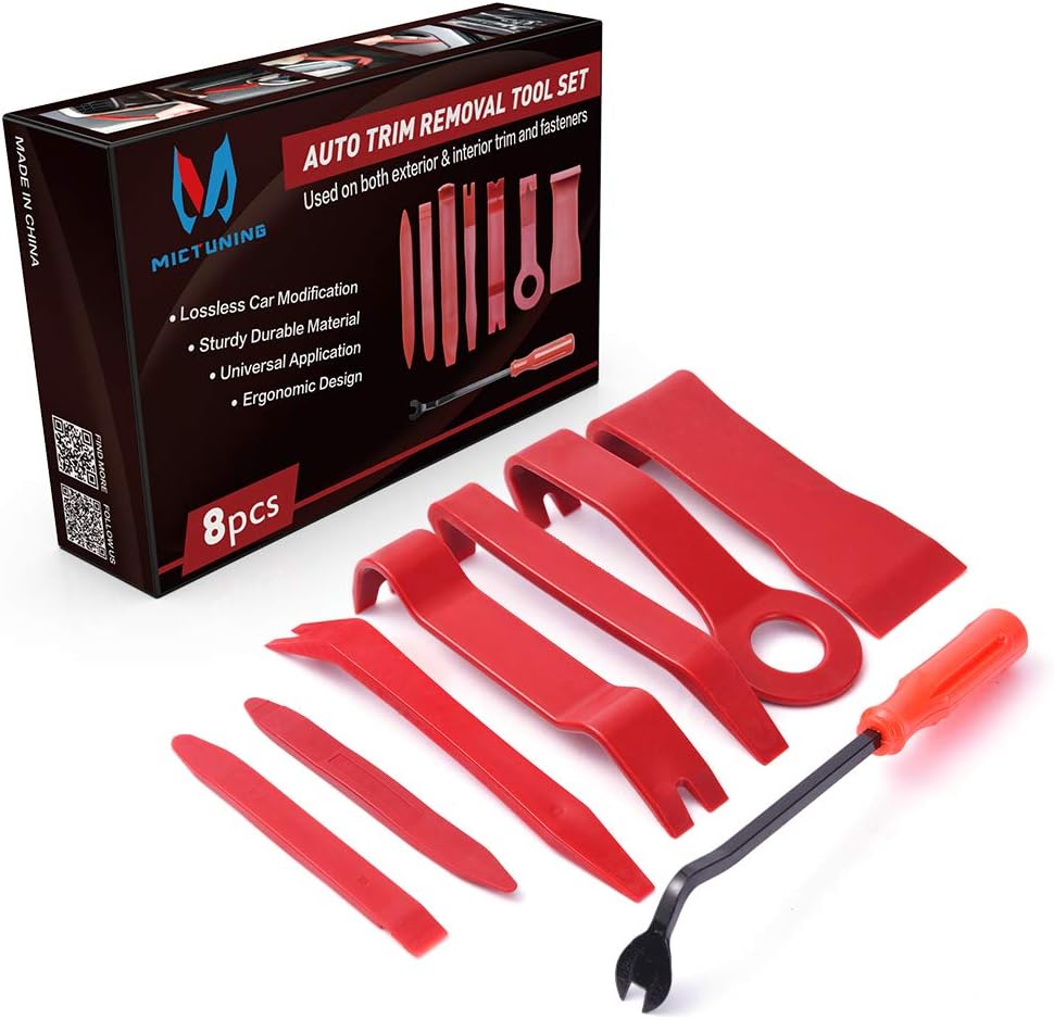 MICTUNING 8PCS Auto Trim Removal Tool Set for Car Audio Dash Door Panel Window Molding Fastener Remover Tool Kit