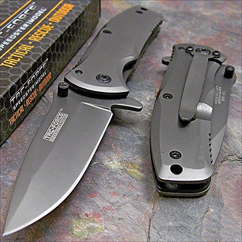 TAC-FORCE Grey TITANIUM Spring Assisted Open TACTICAL Folding Pocket Knife NEW!!