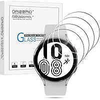 (4 Pack) Orzero Tempered Glass Screen Protector Compatible for Samsung Galaxy Watch 4 44mm, 2.5D Arc Edges 9 Hardness…