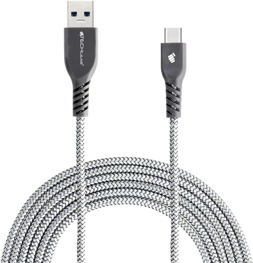 TECHGEAR USB A to USB C 2M Long STRONG Durable Braided Charging Data Cable Type C Compatible with iPad A16 11th/10th Generation