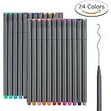 24 Fineliner Color Pens Set, Taotree Fine Line Colored Sketch Writing Drawing Pens for Bullet Journal Planner Note Taking and Coloring Book, Porous Fine Point Pens Markers