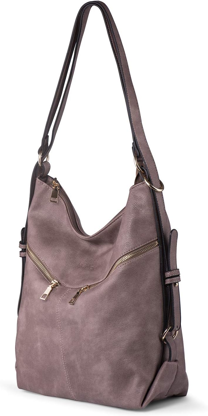 PU Leather Shoulder Bag Women Convertible Backpack Large Capacity Handbag Tote Purse Casual Lilac Katloo