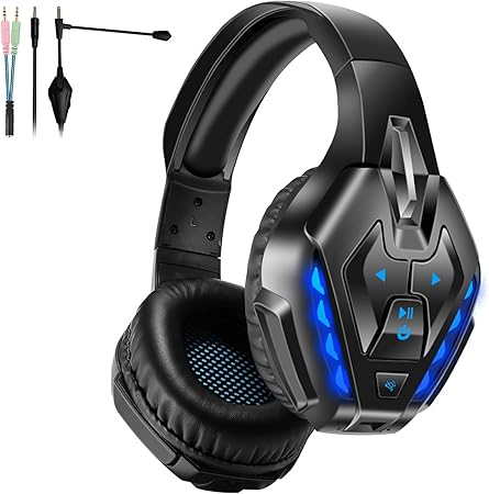Amazon Phoinikas ゲーミングヘッドセット Ps4 ヘッドセット マイク付き Pc ゲーミング ヘッドホン 有線 無線 両用 スイッチ Bluetooth ヘッドフォン 高音質 Led ノイズキャンセリング 軽量 騒音抑制 伸縮可能 ヘッドホン ゲーム用 Ps5 Ps4 パソコン スカイプ Fps 対応