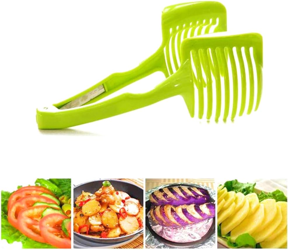 2019 best selling (VALUE PACK) Perfect Best Kitchen Utensil Handheld Round tomato-potato-onion Slicer Chopper Fruits-Vegetables Cutter gadget with a FREE multiuse ceramic peeler!!!