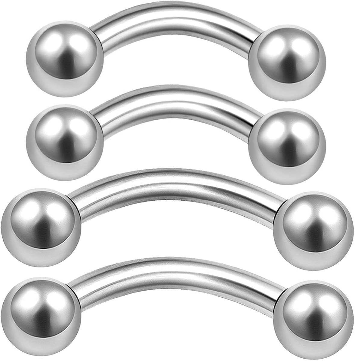 4Pcs Steel 16g .2mm 6mm 8mm Banana Barbell