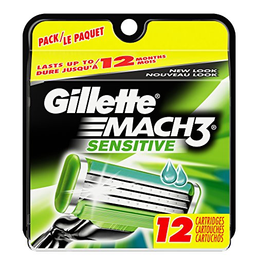 Gillette Mach3 Men's Razor Blade Refills, Sensitive, 12 Count