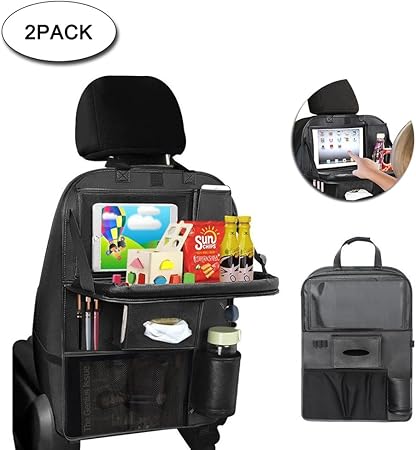 Amazon シートバックポケット 最新 Galopar カー後部座席収納 カー 折り畳式テーブル 車載シートバックポケット 食事でき 多機能 車ドリンクホルダー 新聞 本収納でき 眼鏡ホルダー Ipad用ホルダー レザー製 Pu素材 2pcs ポケット ケース カバー 車 バイク