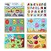 PUZZLE UNIVERSE Wooden Peg Puzzle Set - 6 Pack Wood Puzzles with Wire Storage Rack Include ABC, 123, Animals, Vehicles, Food - Educational Toys for Kids 18 Months and Up