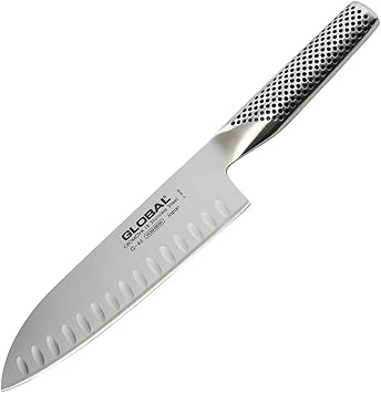 Global G-48-7 inch, 18cm Santoku Hollow Ground Knife, 7", Stainless