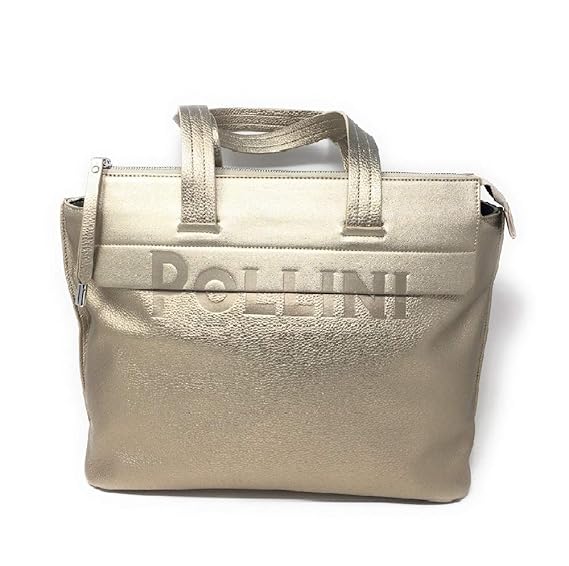 Pollini große Tasche aus strukturiertem Leder und Logo - TURTELTAUBE
