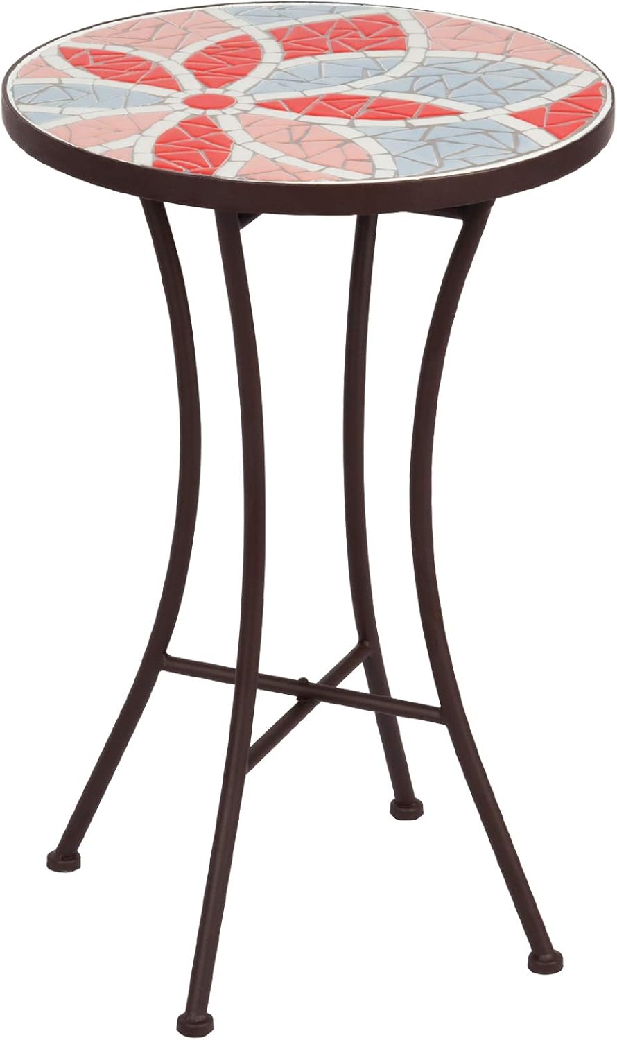 outdoor side tables for patio on Tables Mosaic Side Table For Patio Black Iron Outdoor Accent Table Floral Pattern Design For Home Decor By Thy Hom Patio Lawn Garden