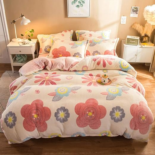 Amazon Co Jp 厚い フランネル 布団カバー 夜の汗 冬 コーラルフリース ベッドシーツ 寝具カバーセット 4個 赤ちゃん の 男 幼児 ベビーベッド 花 M ホーム キッチン