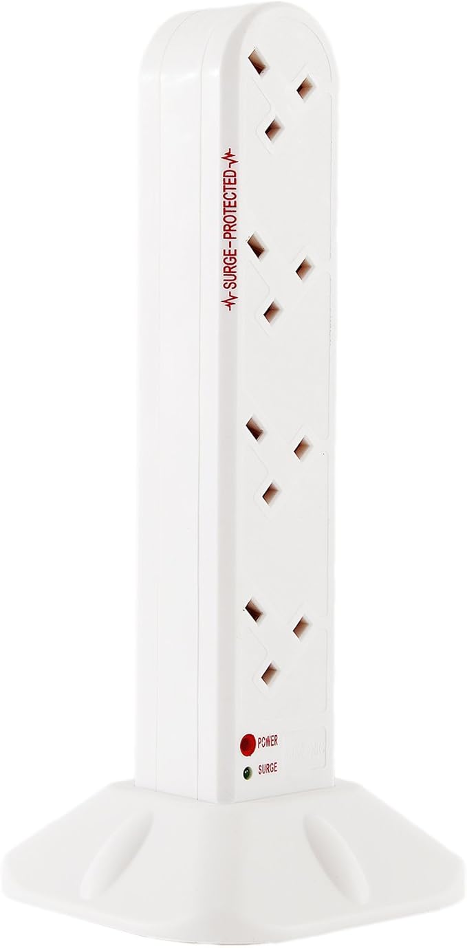 Duronic 8 Way Extension Tower ST8W 8Gang Power Strip Lead Surge