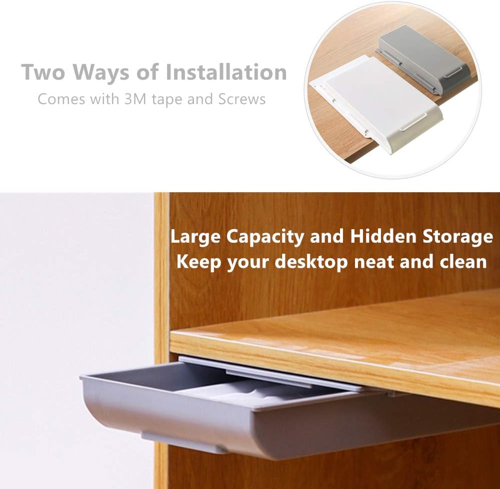 Desk Pencil Drawer Organizer, Large Capacity Pop-Up Student Storage Hidden Desktop Drawer Tray, Great for Office School Home Desk (2-Pack): Home Improvement