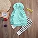 Unisex Baby Clothes Outfit Birthday Outwear Hood Tops Casual Stripes Pants Leggings Set Blue