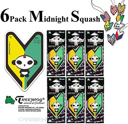 6 Pack Treefrog Young Leaf Midnight Squash Hanging Air Freshener Wakaba Shape