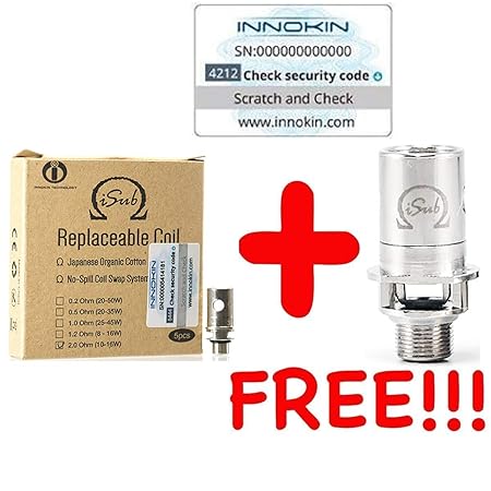 [100% Authentisch [5 + 1 angeboten DansLesVapes] 6er Pack Verdampferköpfe INNOKIN iSub 0.5 ohm oder 0.2 ohm oder 2.0 ohm