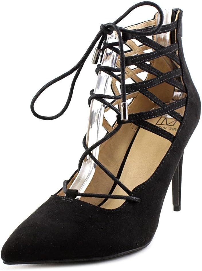 Material Girl Womens Pronto Pointed Toe Ankle Strap Classic, Black, Size 8.0 US / 6 UK US