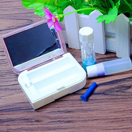 Travel Kit Hard Contact Lens Case Glasses Storage Box Including Mirror Wearing Stick and Nursing Bottle