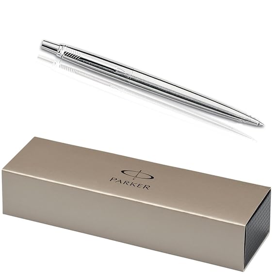 Kugelschreiber Parker edelstahl Jotter mit SOFORTGRAVUR + VORSCHAU: Gravur bis zu 11 Zeichen + Geschenkverpackung. Diamantgra