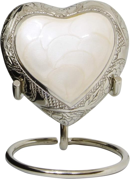 White Heart Keepsake Urn Mini Heart Cremation Urn for