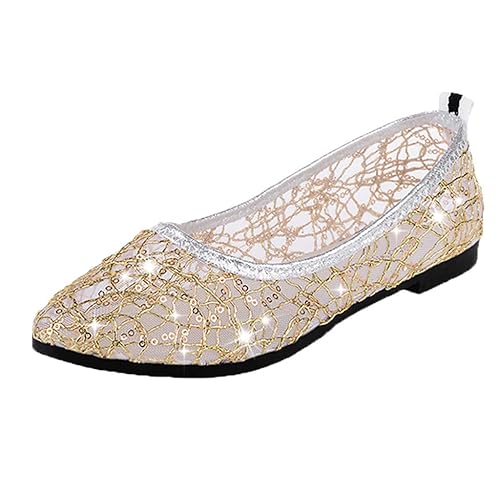 Damen Sandals Casual Runde Zehe Kristall Flache Arbeitsschuhe Flache Schuhe Einzelne Schuhe