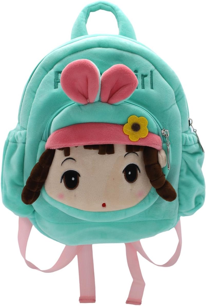 Shopaholic Cute Pretty Girl Soft Bag for Kids Bag, Cartoon Bag, Plush Bag (Age Group :1-3 yrs) (Sea Green)