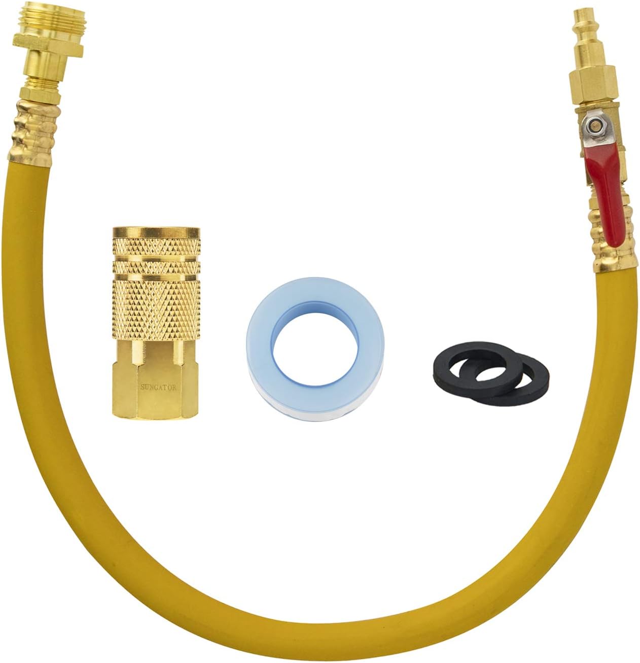 SUNGATOR RV & Sprinkler Systems Winterize Blowout Adapter Kit with 20" Hose and Valve, Water Blow Out Plug with 6-Ball Air Quick Connect for Irrigation Systems, Camper, Trailers, Boat, Motorhome - - 