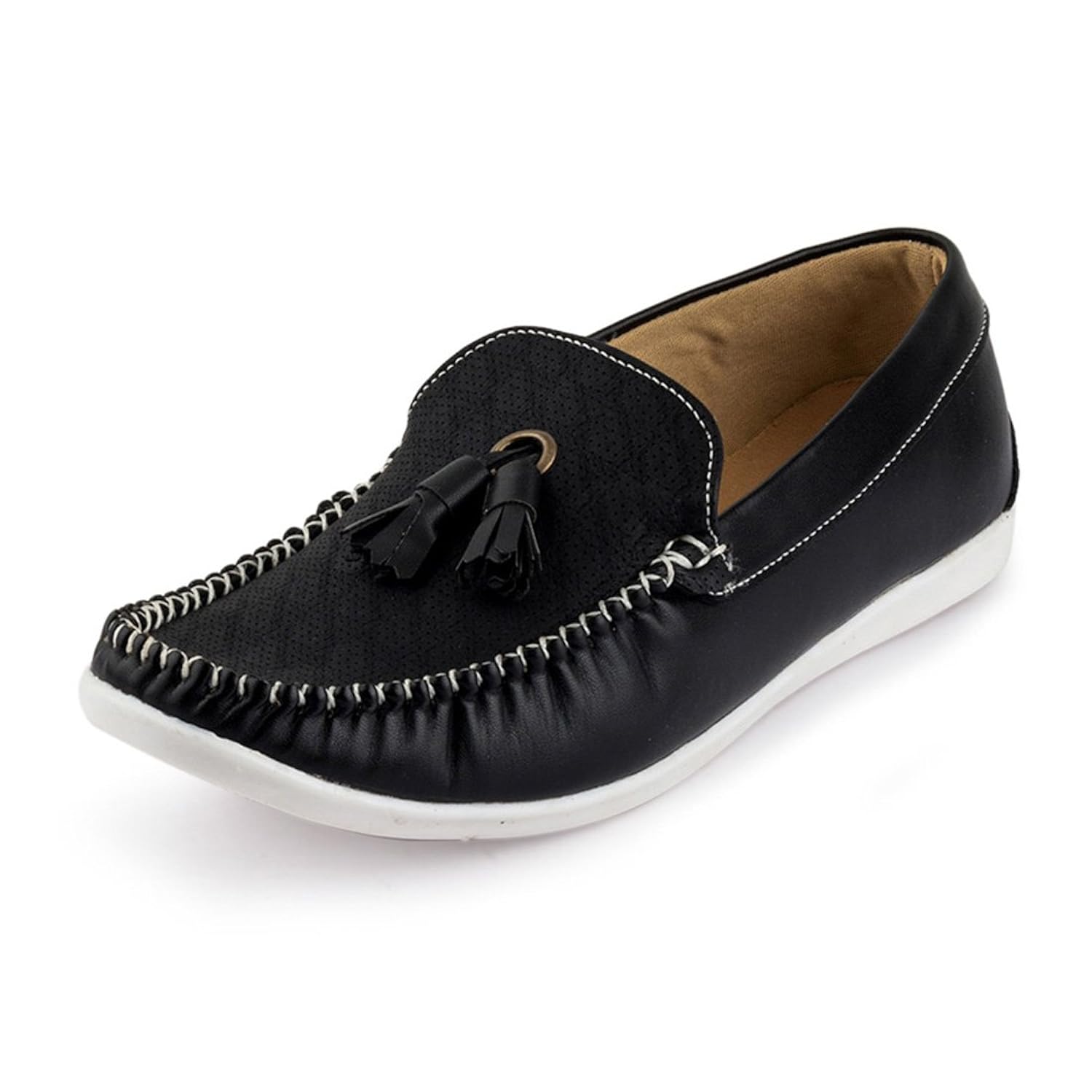 rosso italiano men's black bell loafers shoe (ril499bl801)