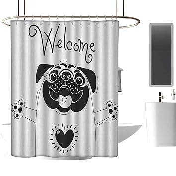 Amazon Com Mkok Hotel Shower Curtain36 X72 Pug Cute Black And