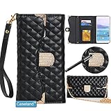 Galaxy Note 4 Case.Galaxy Note 4 Wallet Casae,By Caseland Handbag Wallet Flip Leather Case Crystal Button Case For Samsung Galaxy Note 4 N9100,With Chain And Sling [Black]
