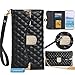 Galaxy Note 4 Case.Galaxy Note 4 Wallet Casae,By Caseland Handbag Wallet Flip Leather Case Crystal Button Case For Samsung Galaxy Note 4 N9100,With Chain And Sling [Black]