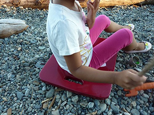 Hongwo Square Foam Garden Kneeling Pad Kneeler Cushion Knee Mat with Handle for Baby Bath, Fitness, Yoga, Gym, Cleaning-13.4"x13.4"x0.8"-Red