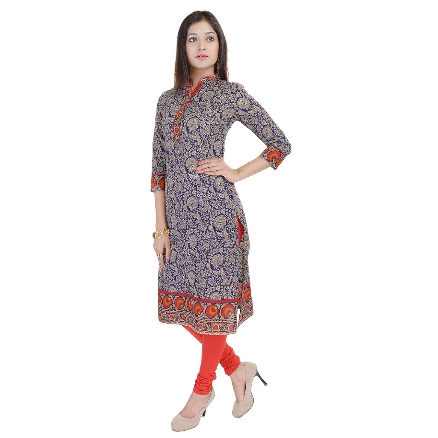 gulmohar jaipur women's cotton printed kurti (gc026blue_p_blue)