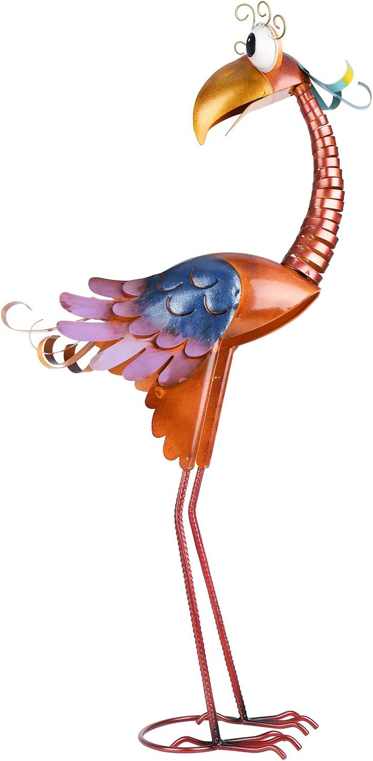 Tooarts Metal Garden Bird Statue Standing Animal Backyard Ornaments Outdoor Sculpture for Lawn Patio Art Decoration